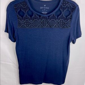 Soft and Sexy tshirt AEO lace navy blue S